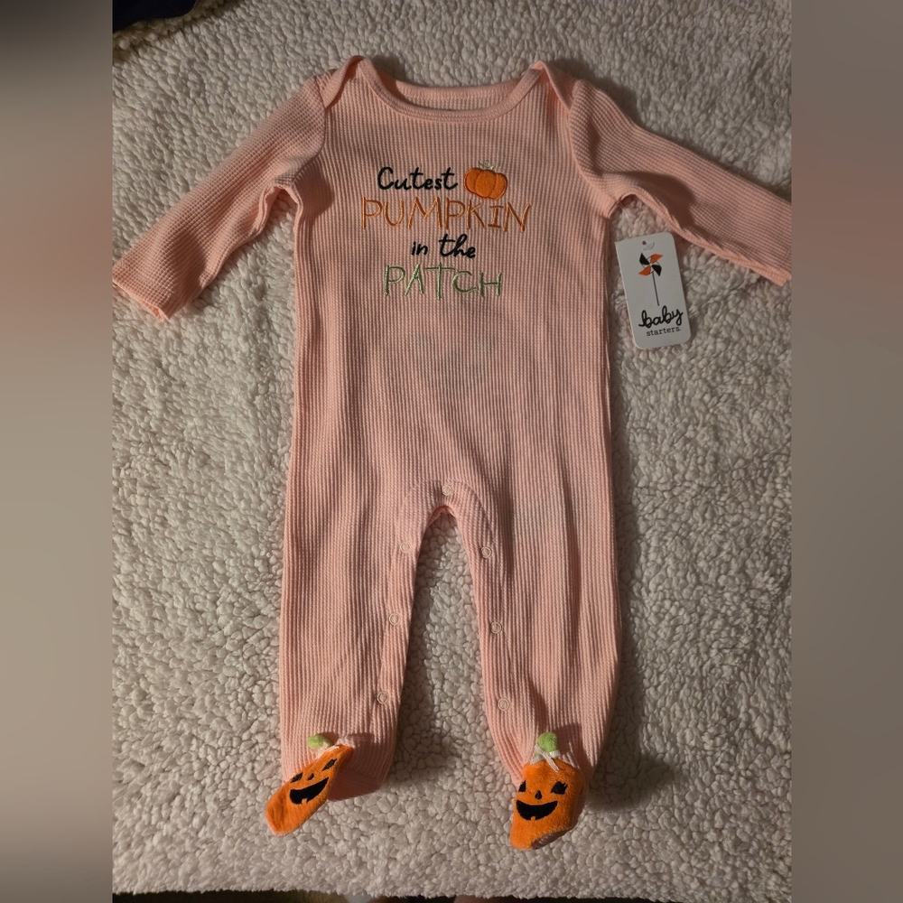 Baby Starters Pink Pumpkin Patch Footie